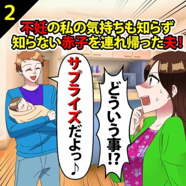 【#2】不妊の私の気持ちも知らず、知らない赤子を連れ帰った夫「サプライズだよ」⇒私「どういう事っ！！」