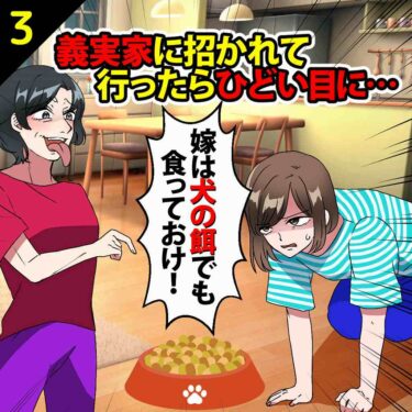 【#3】義実家に招かれて行ったらひどい目に⇒義母「嫁は犬の餌でも食っておけ」